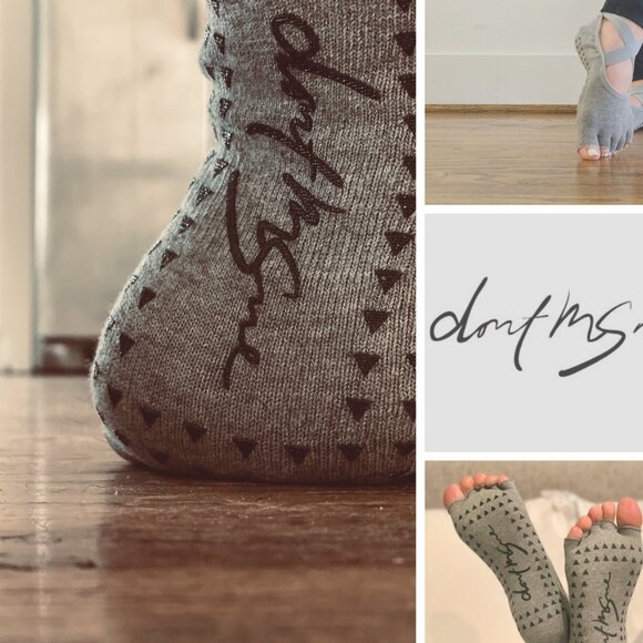 Gray Non Slip Toeless Pilates Socks for Women - Picture 2 of 5